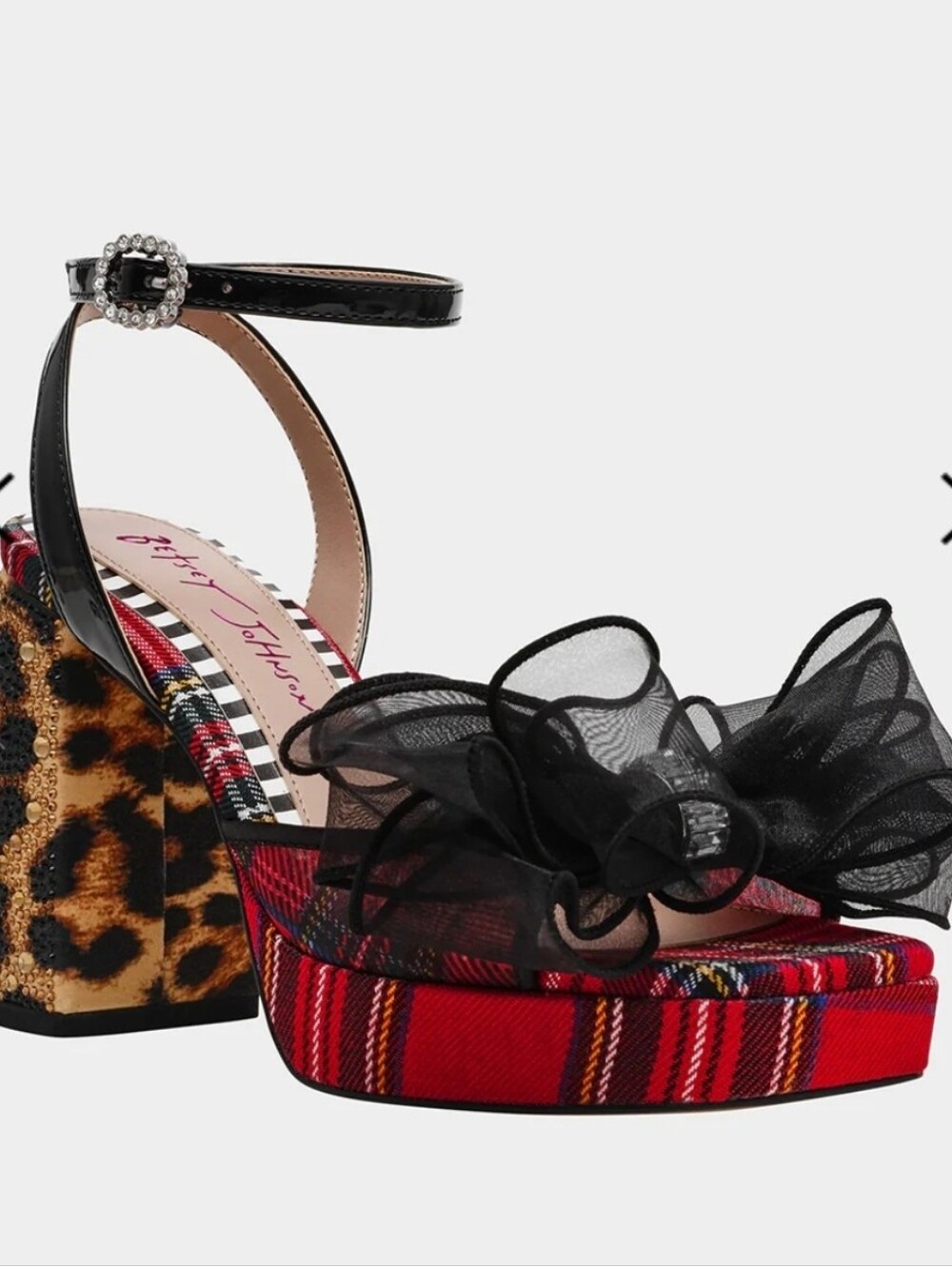 Betsey Johnson Palloma Red Plaid Platform Holiday Heels Women's Size 7.5 *DAMAGE